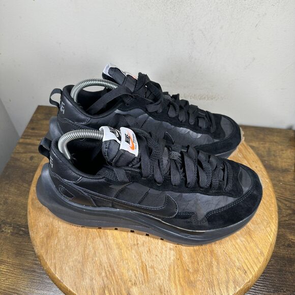 Nike x Sacai Vaporwaffle Shoes Mens Size 8 Black DD1875-001 Double Tongue Rare main image 4